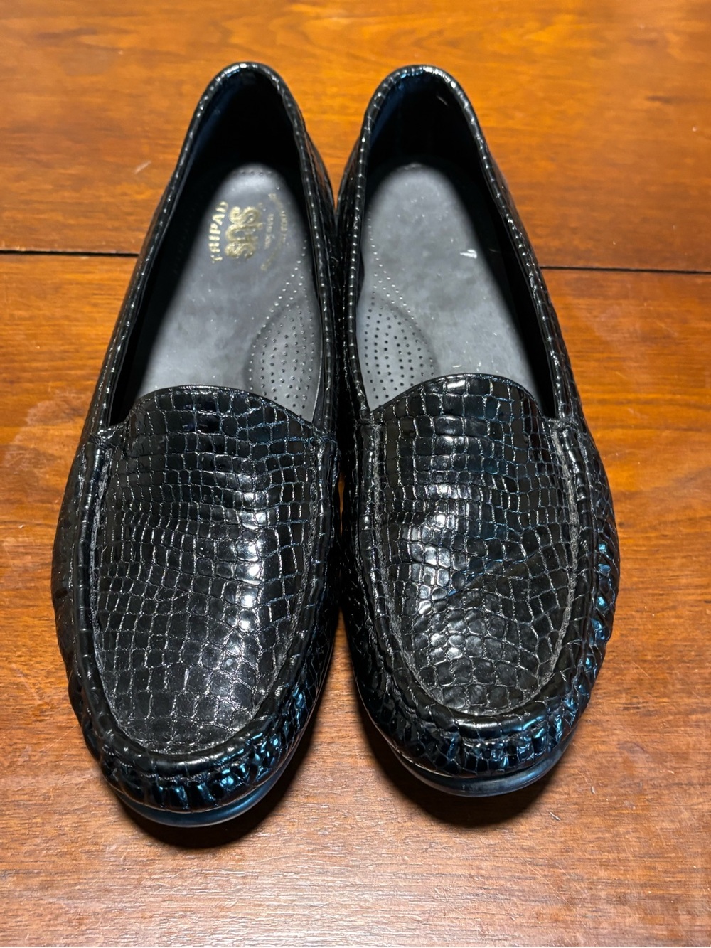 SAS Women’s Simplify Slip-On Loafers Black Croc Lesther Size 10 N